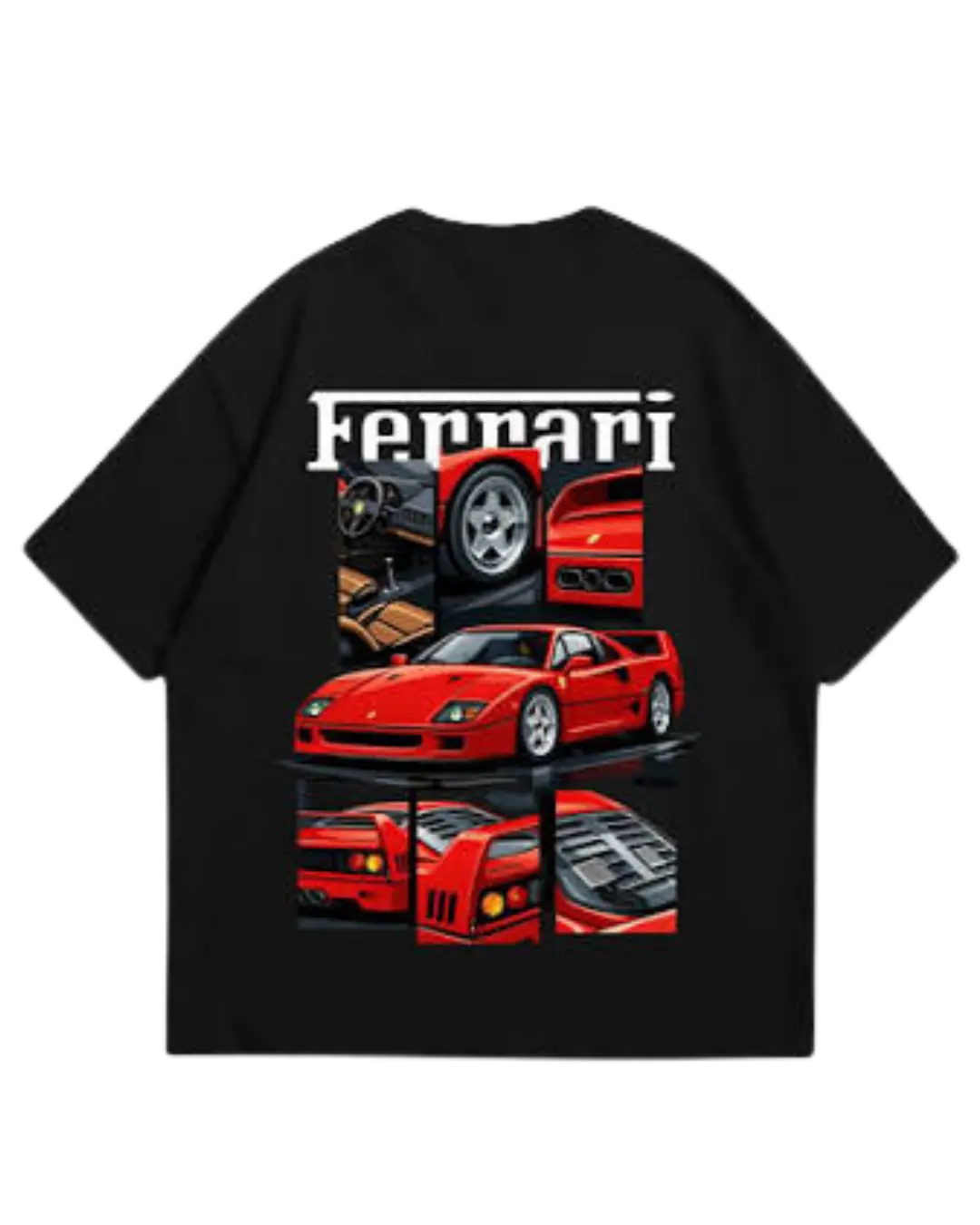 Ferrari Black Car Oversized Tee