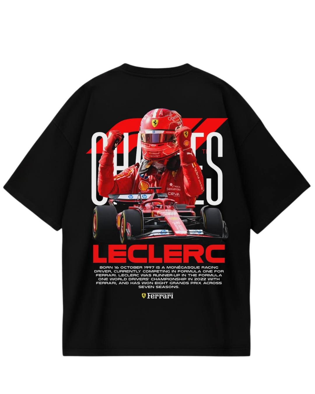 Charles Leclerc Poster Black Oversized Tee