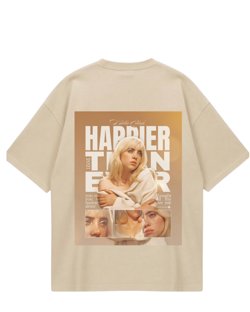 Billie Eilish Beige Poster Oversized Tee