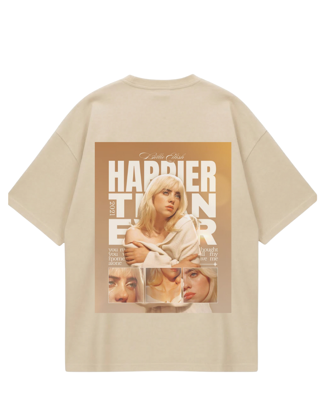 Billie Eilish Beige Poster Oversized Tee