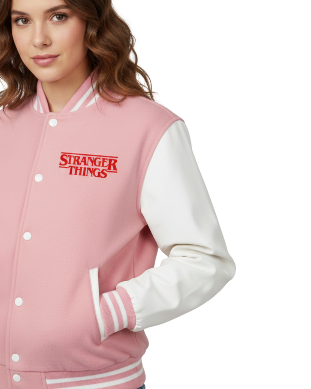 Stranger Things Pink Varsity Jacket