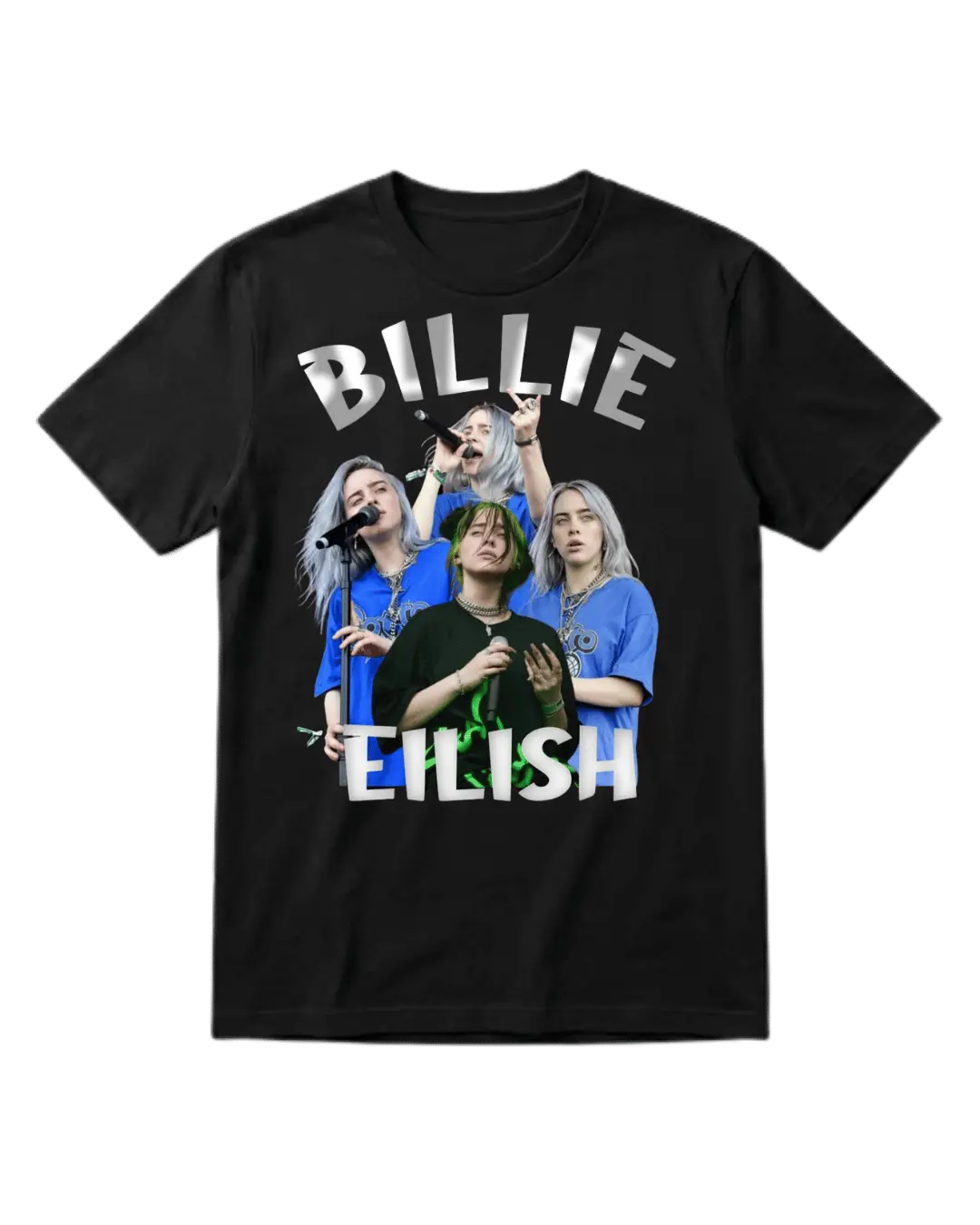 Billie Eilish Black Blue Half Sleeves