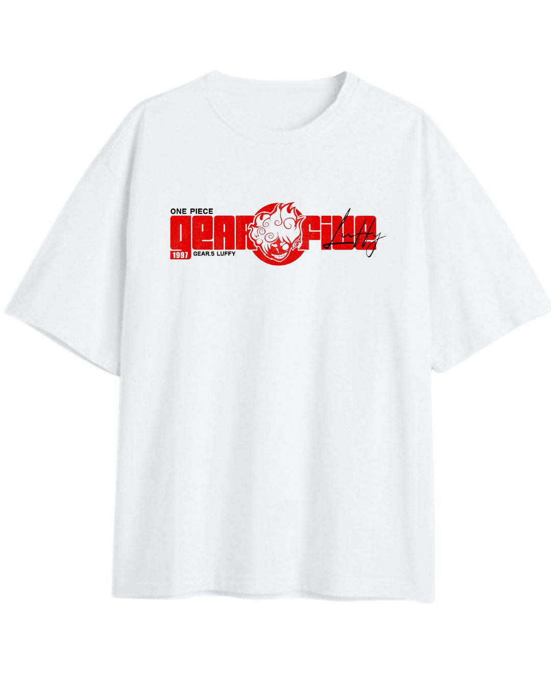 One Piece White Gear5 Oversized Tee
