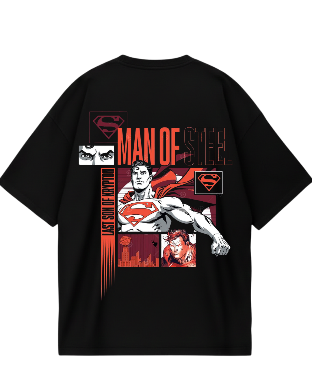 Super Man Black Oversized Tee