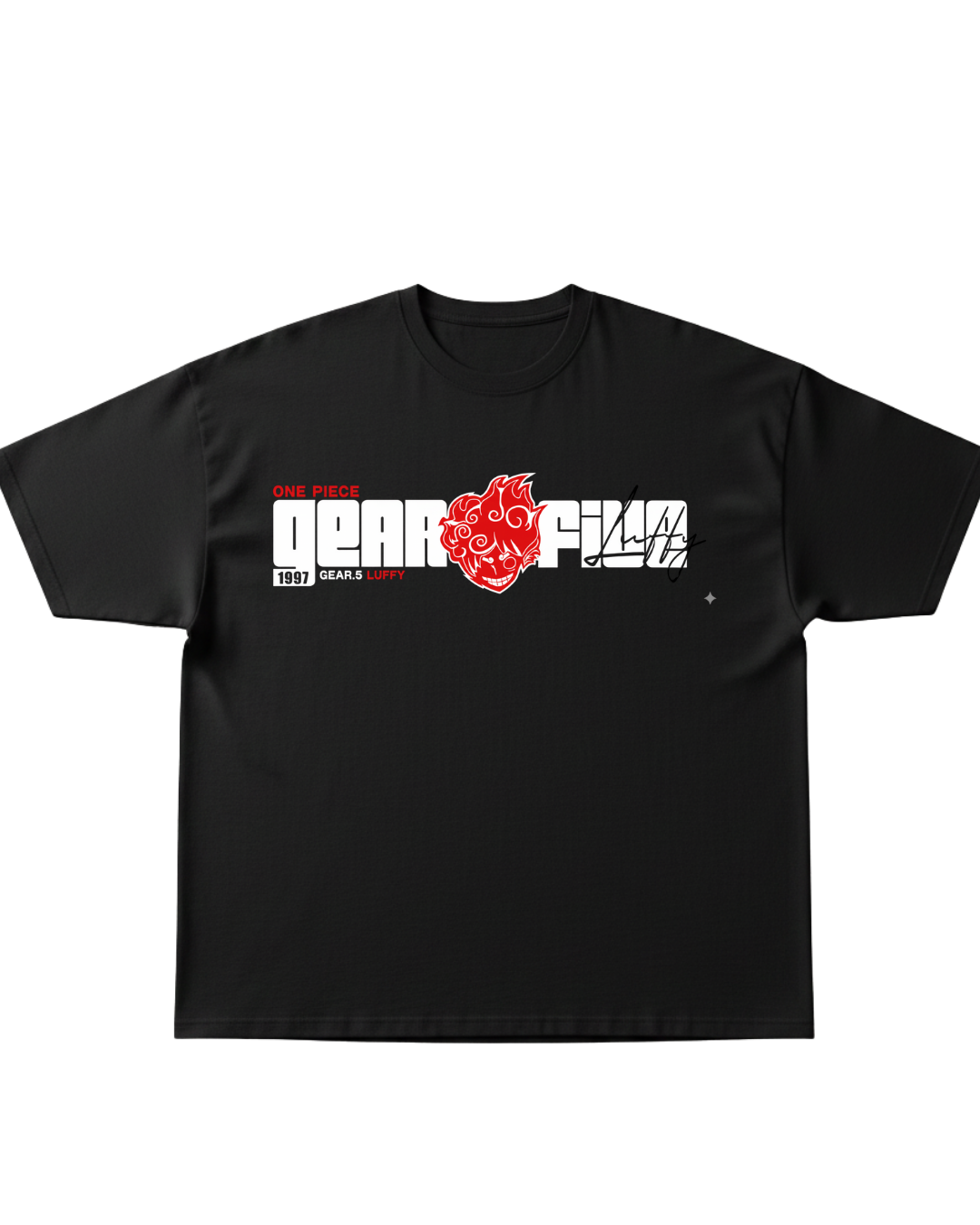 One Piece Black Gear5 Oversized Tee