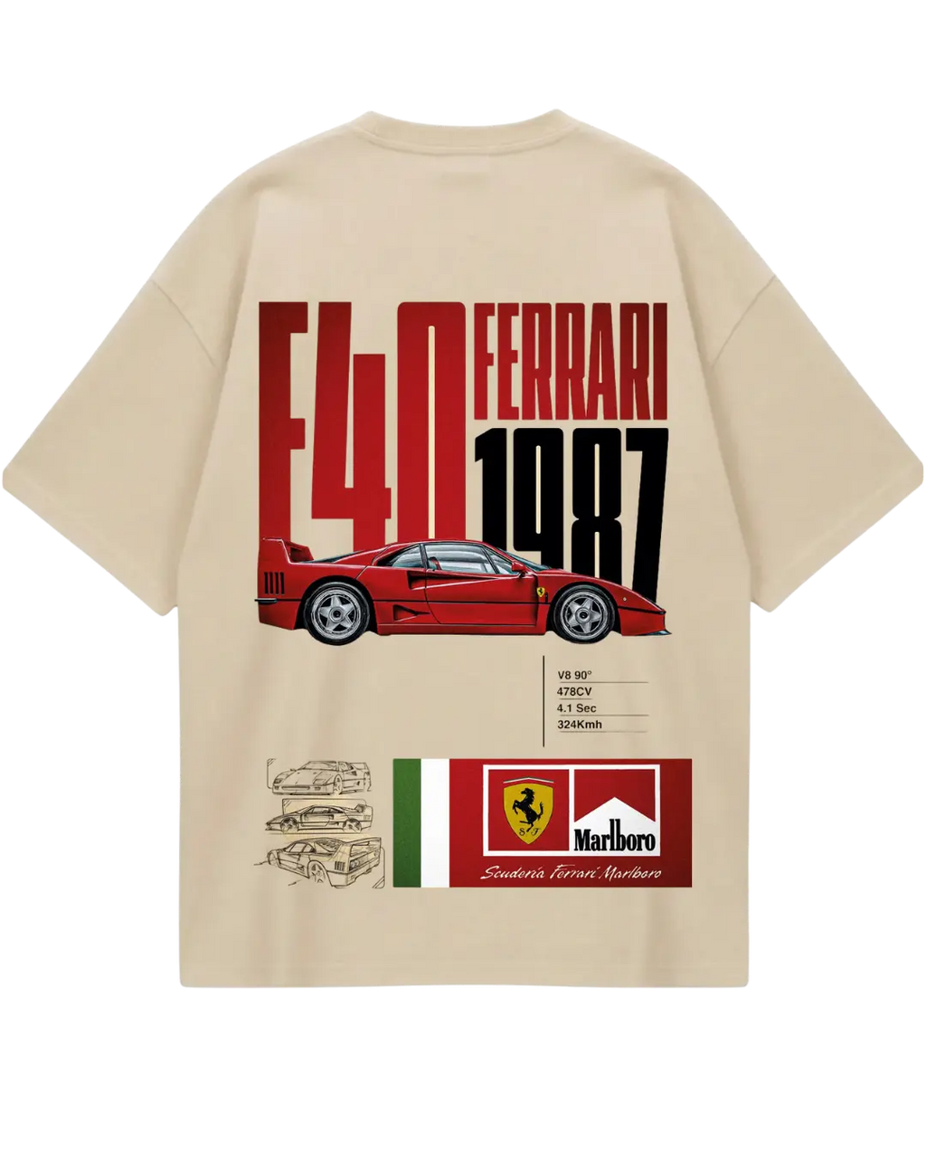 Ferrari Beige Oversized Tee