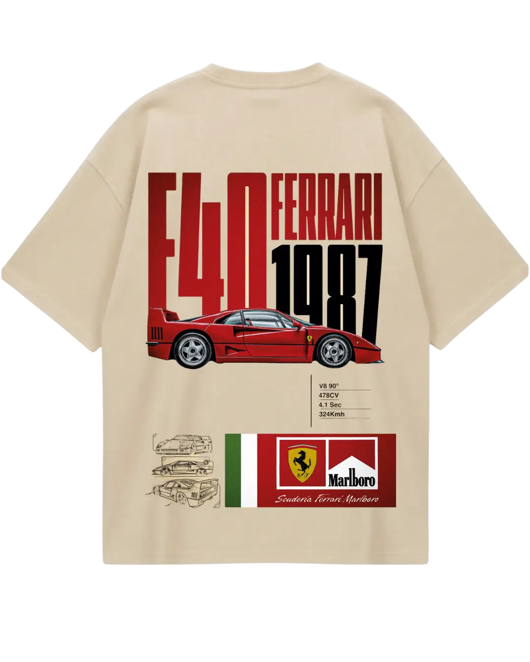 Ferrari Beige Oversized Tee
