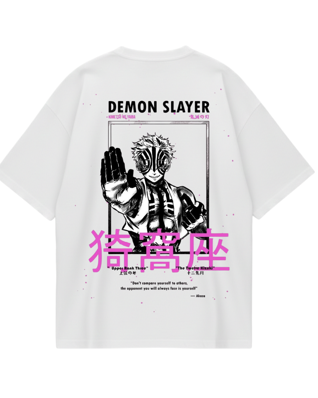 Demon Slayer Akaza White Design Oversized Tee