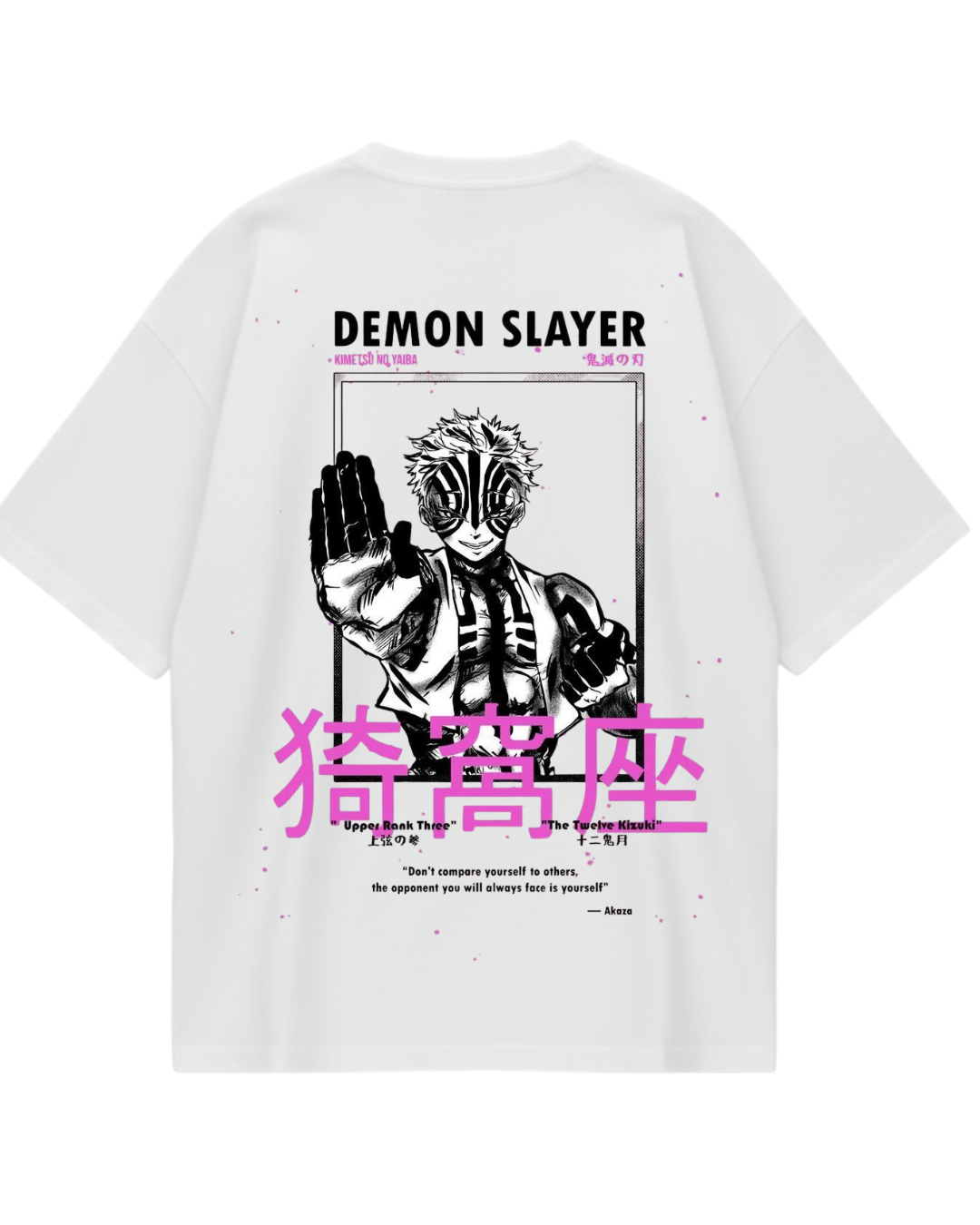 Demon Slayer Akaza White Design Oversized Tee
