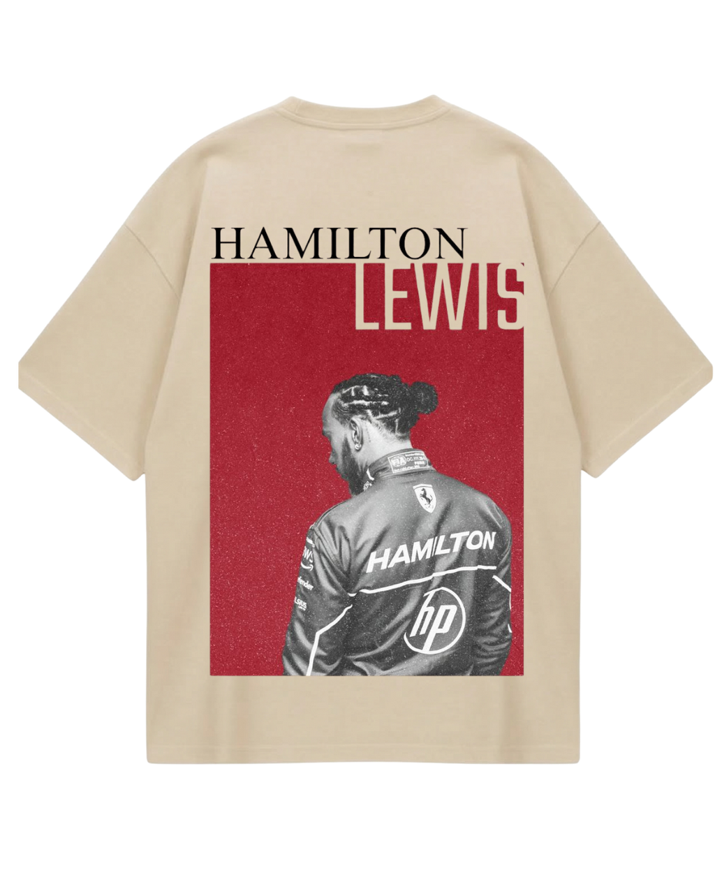 Lewis Hamilton Poster Beige Oversized Tee