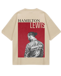 Lewis Hamilton Poster Beige Oversized Tee