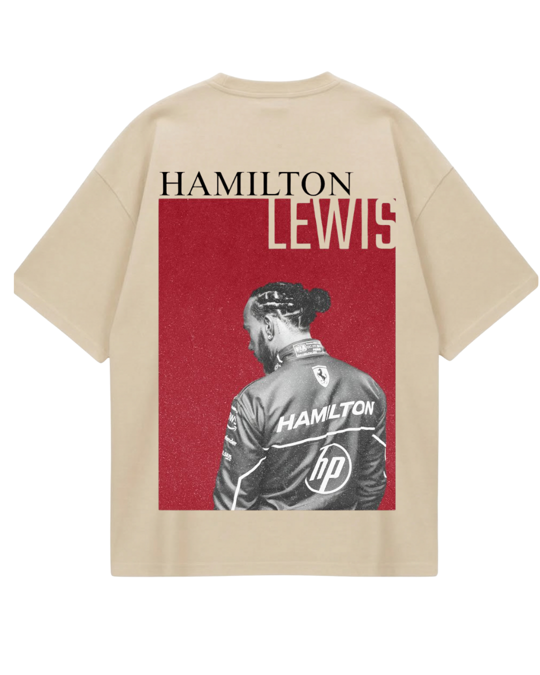 Lewis Hamilton Poster Beige Oversized Tee