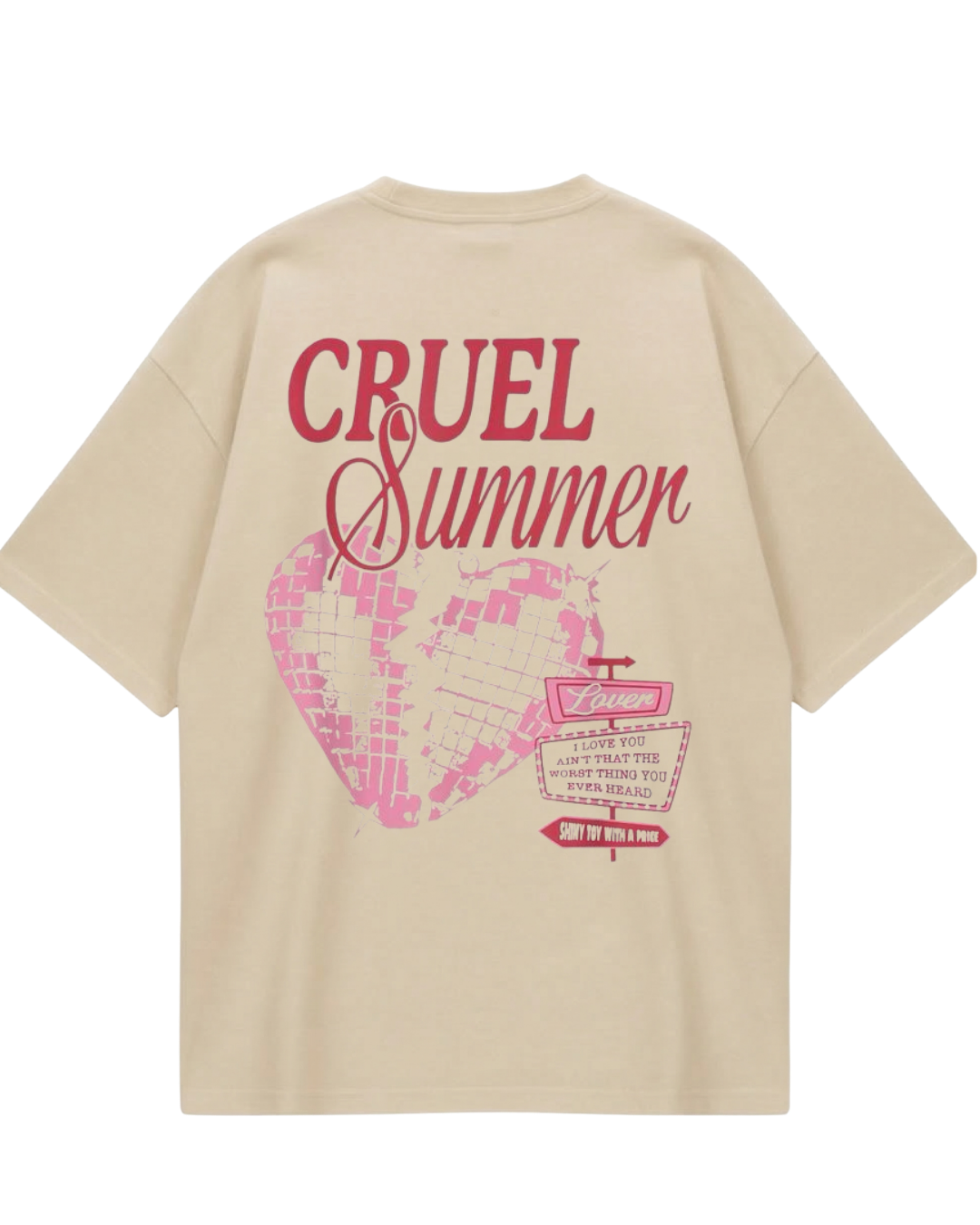 Taylor Swift Lover Cruel Summer Beige Oversized Tee