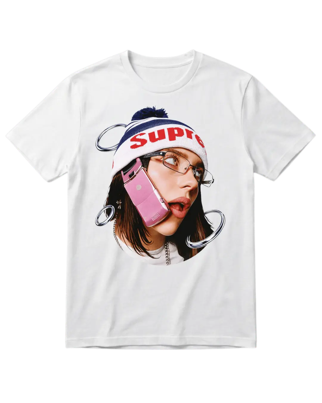 Billie Eilish White Blue Half Sleeves