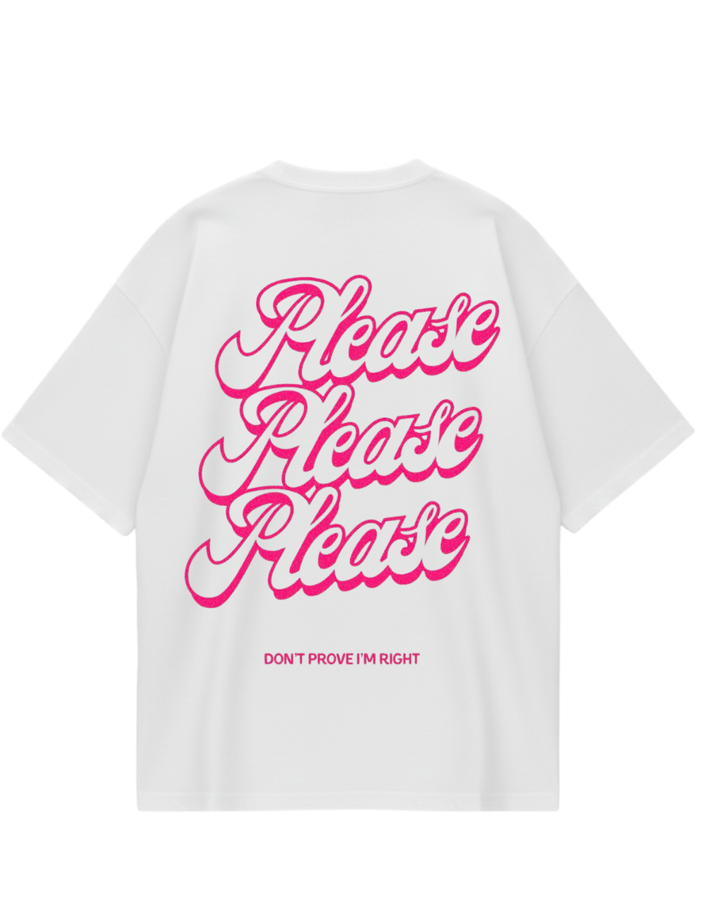 Please Please White Oversized Tee