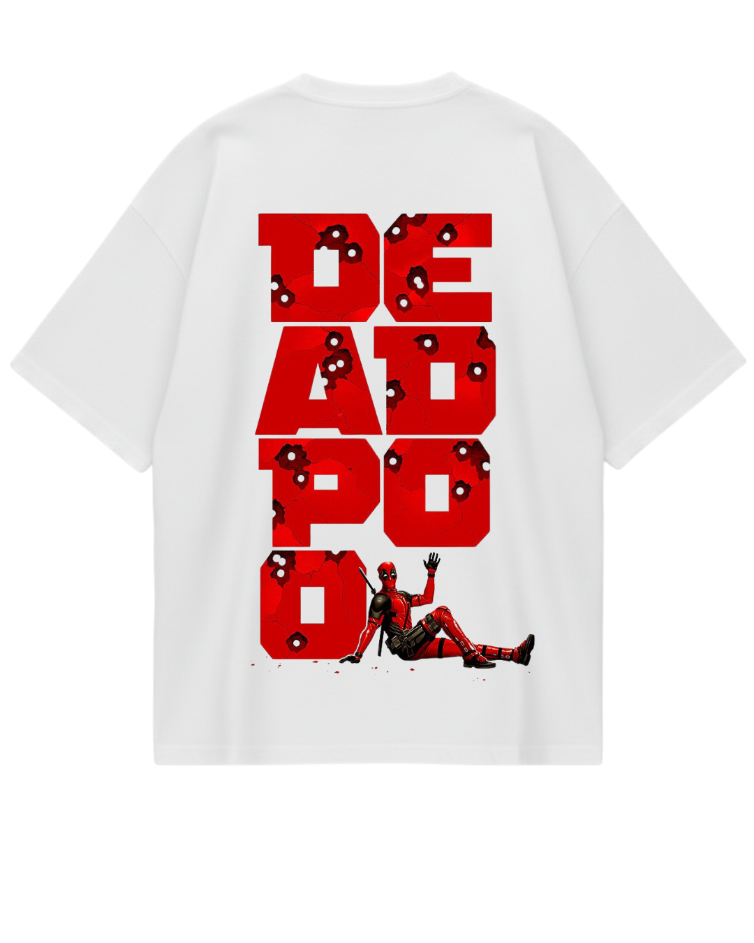 Deadpool White Design Oversized Tee