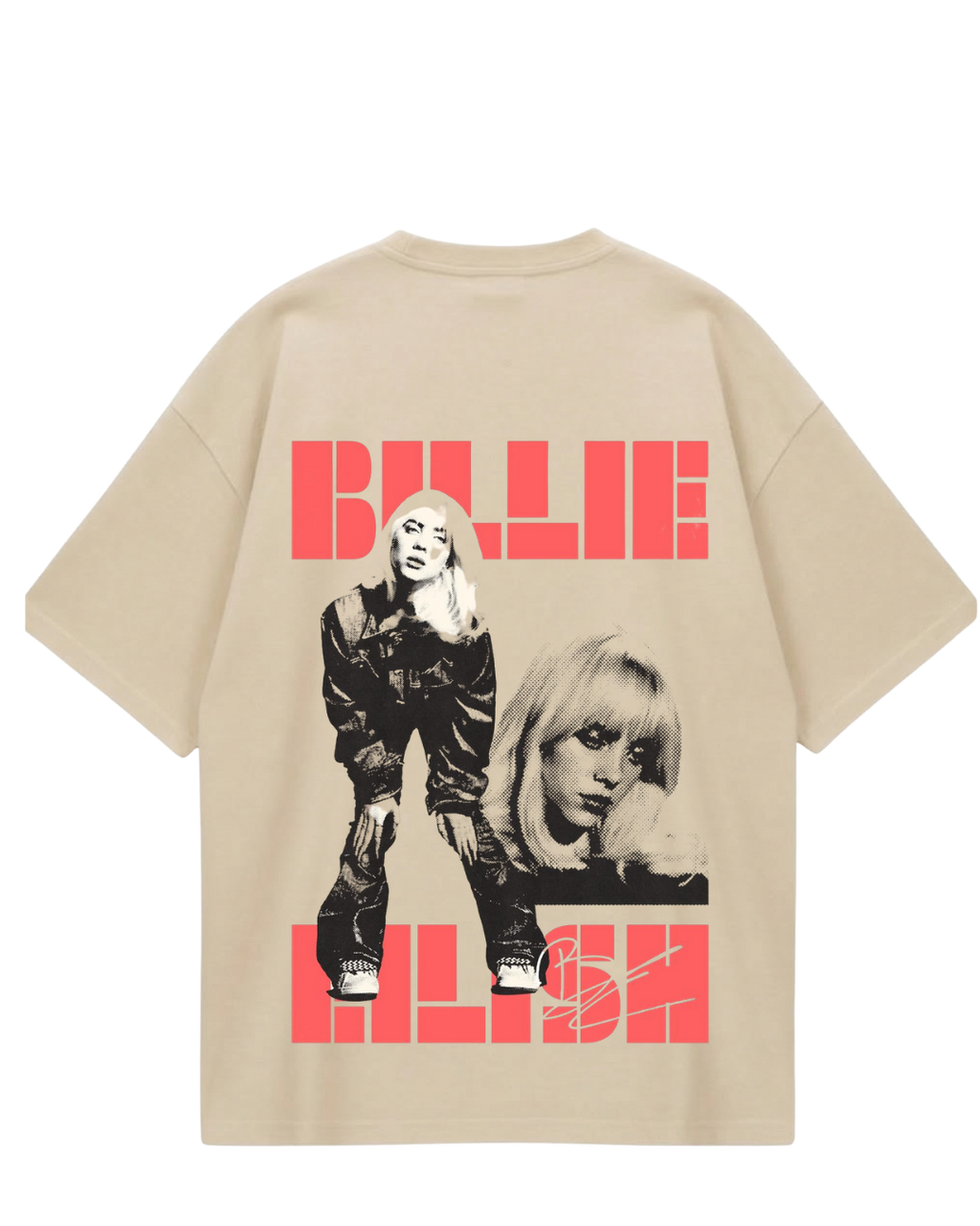 Billie Eilish Beige Orange Oversized Tee