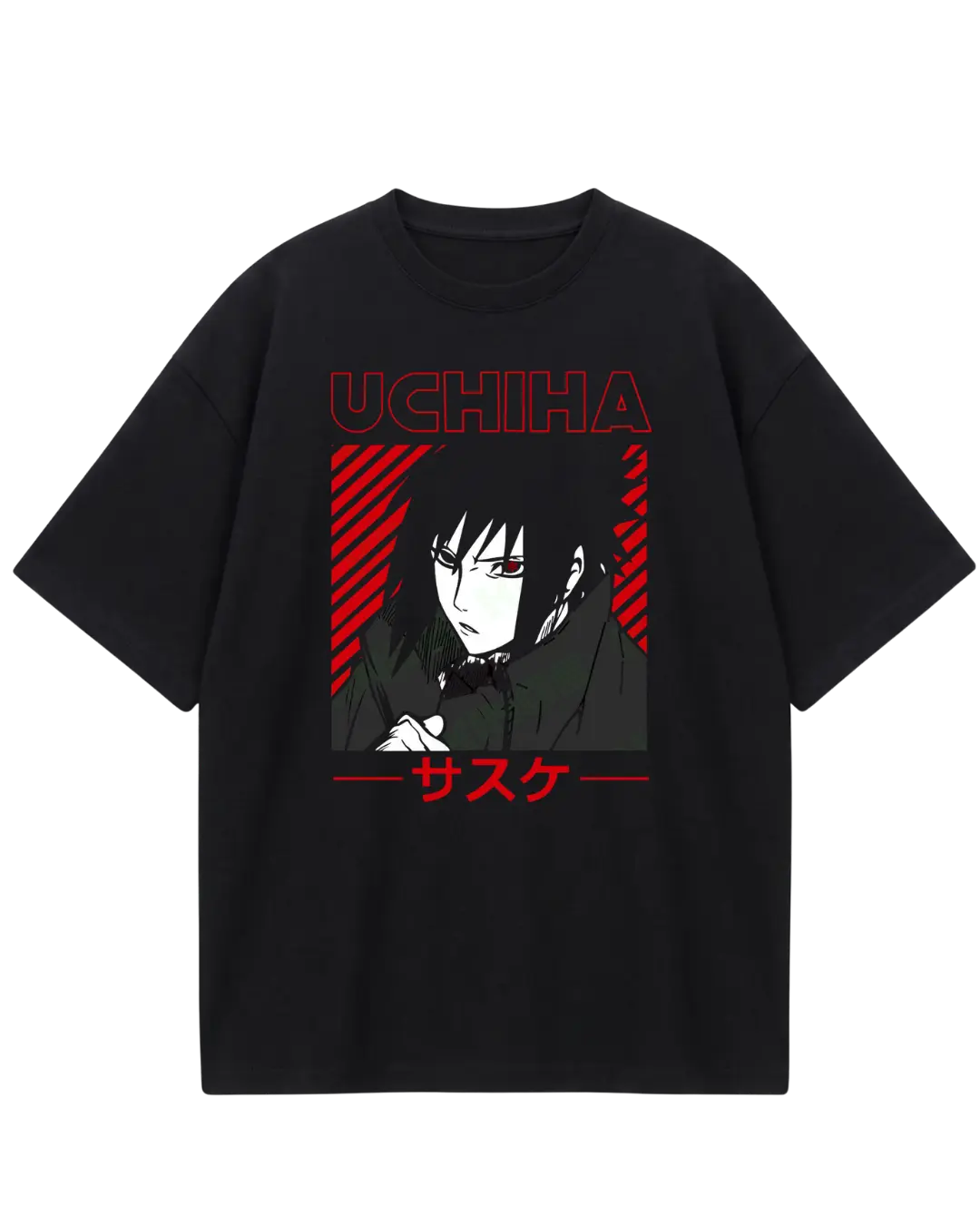 Naruto Sasuke Black Front Oversized Tee