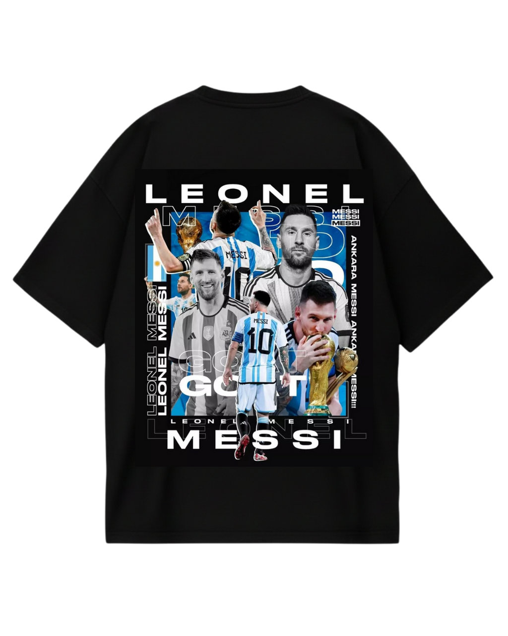 Argentina Messi Poster Black Oversized Tee