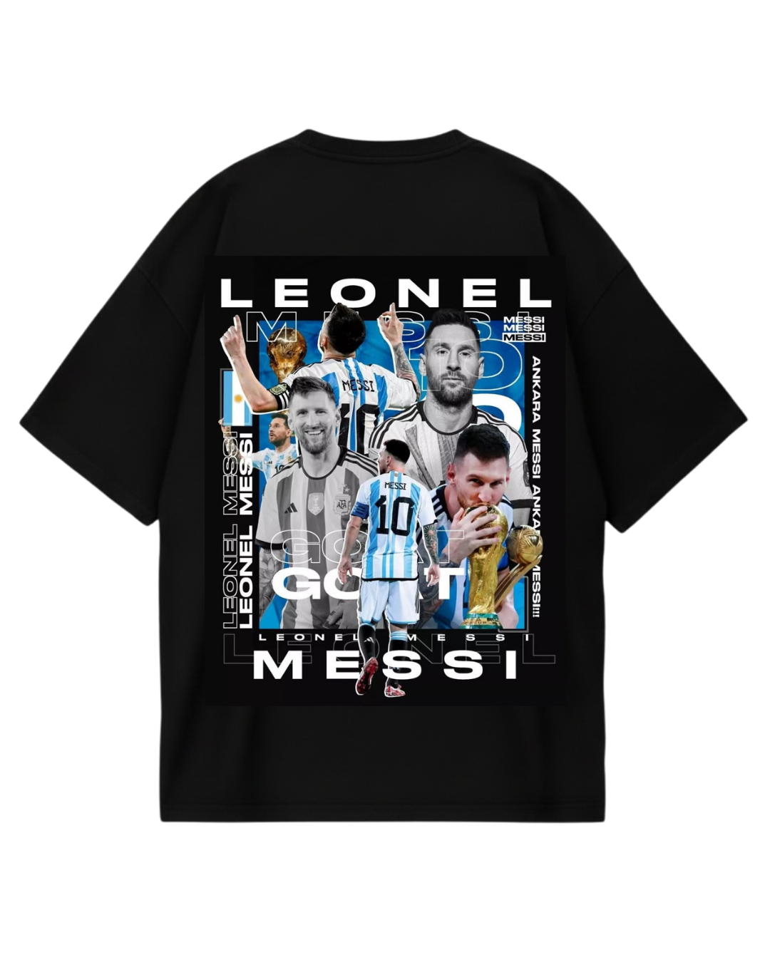 Argentina Messi Poster Black Oversized Tee