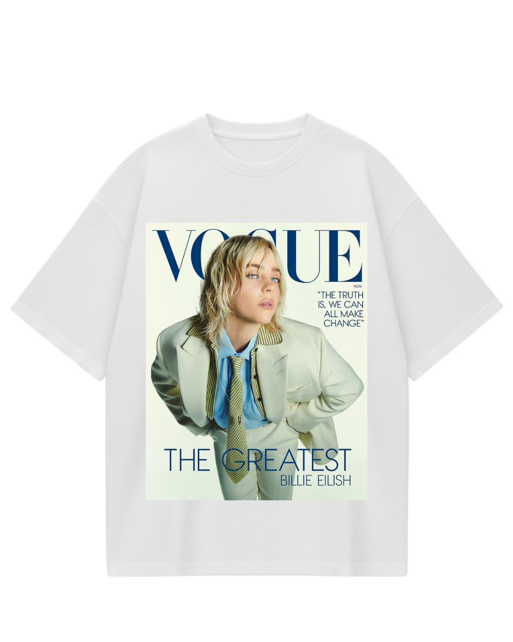 Billie Eilish Vouge White Oversized Tee