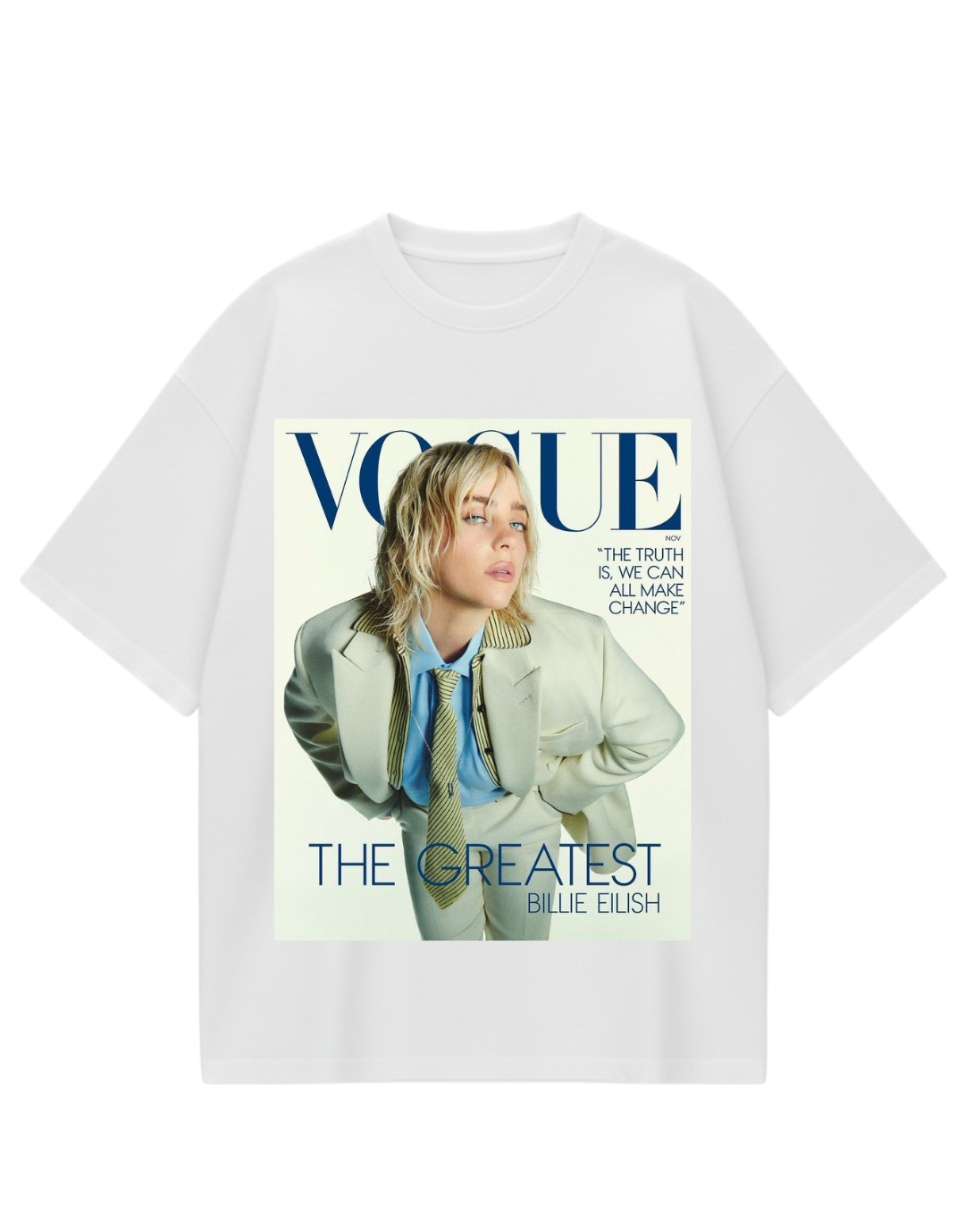 Billie Eilish Vouge White Oversized Tee