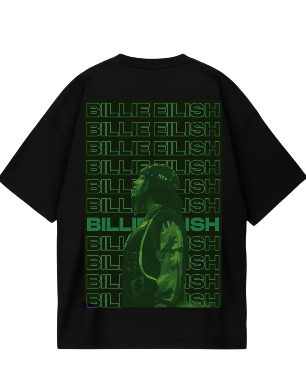 Billie Eilish Black Green Design Oversized Tee