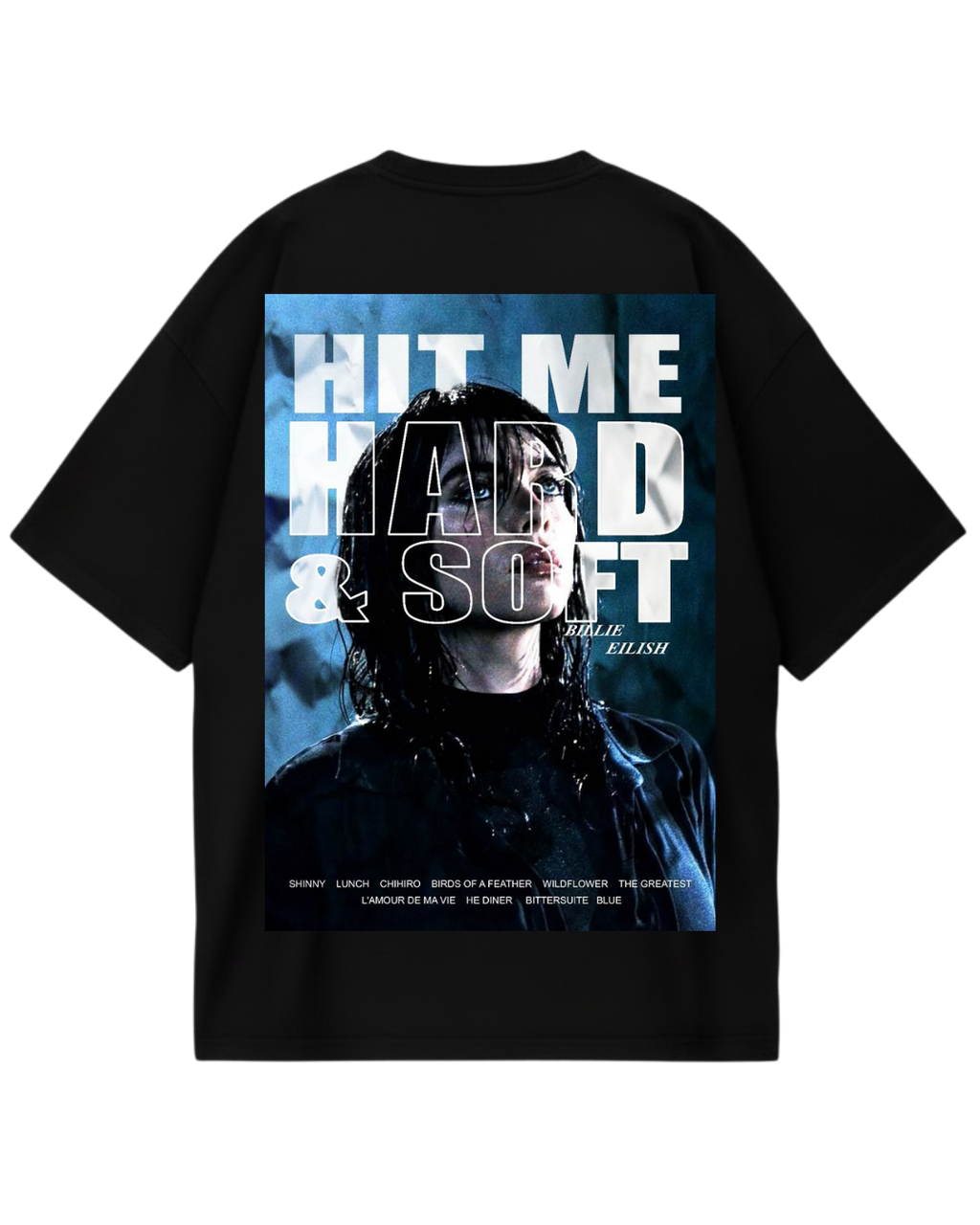 Billie Eilish Hit me Poster Black Oversized Tee