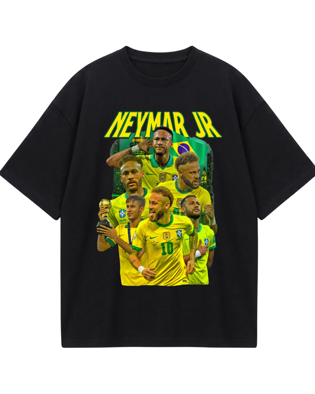 Brazil Neymar Retro Black Oversized Tee