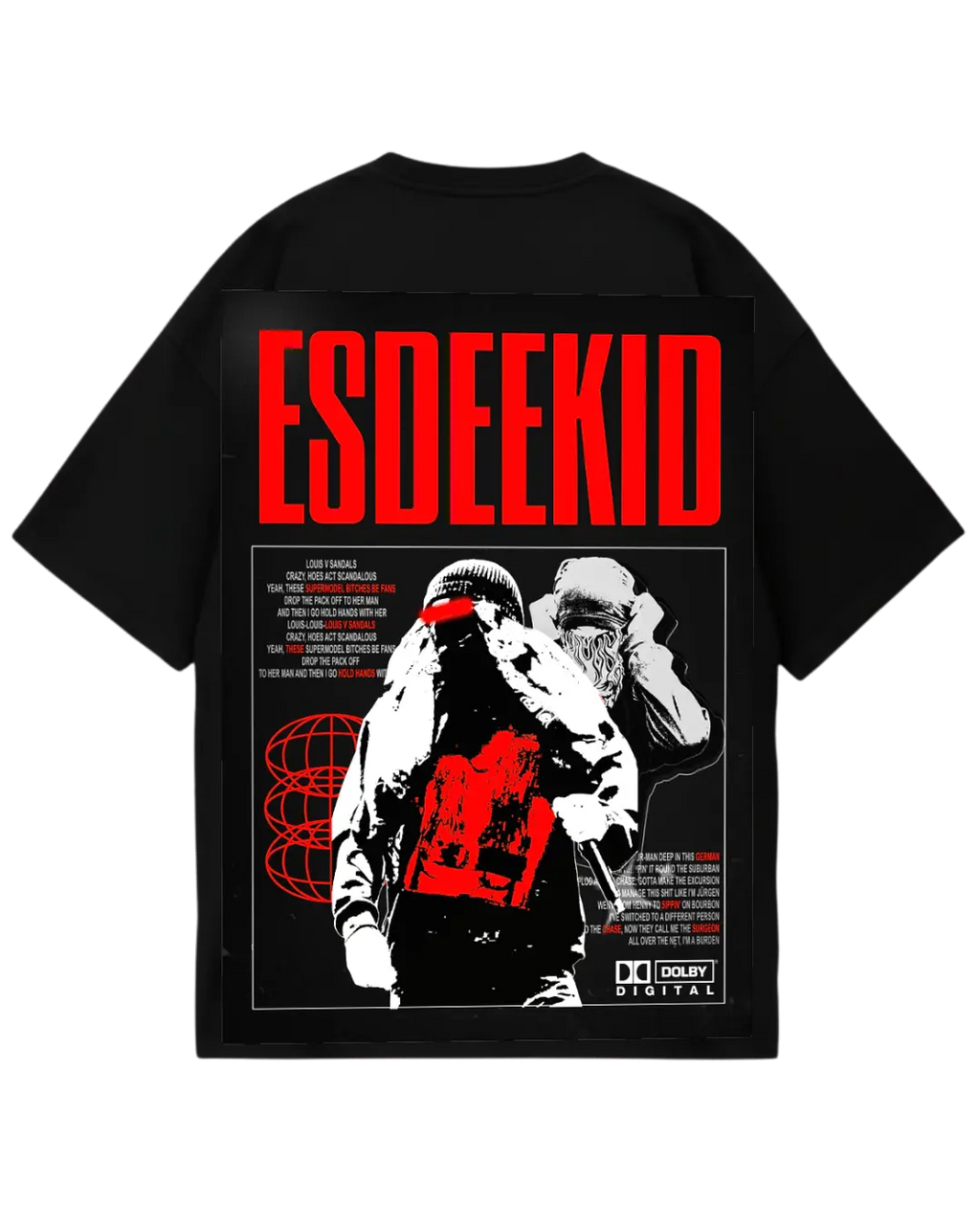 EsDeekid Black Red Oversized Tee