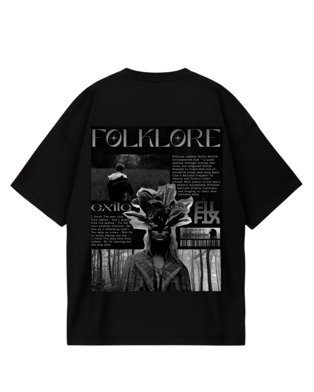 Taylor Swift Folklore Black Oversized Tee