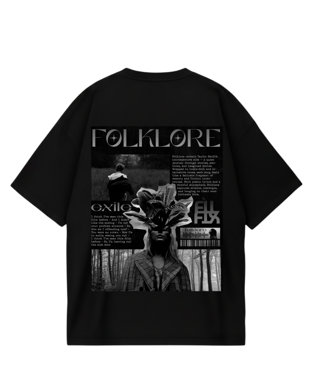 Taylor Swift Folklore Black Oversized Tee