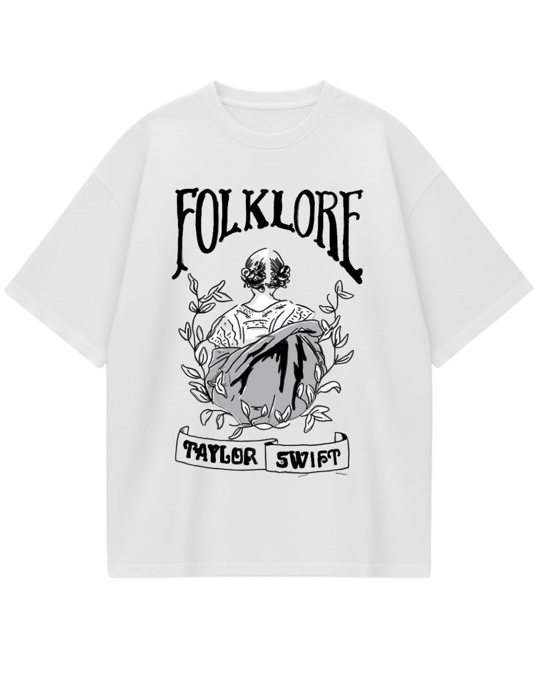 Taylor Swift Folklore White Oversized Tee