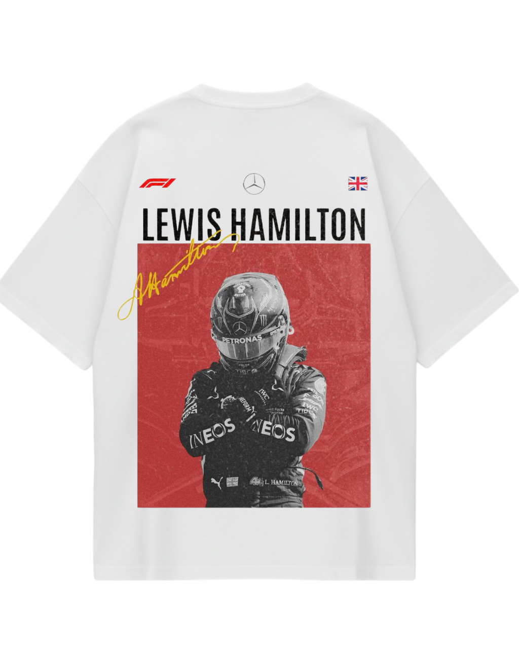 Lewis Hamilton Poster White Oversized Tee