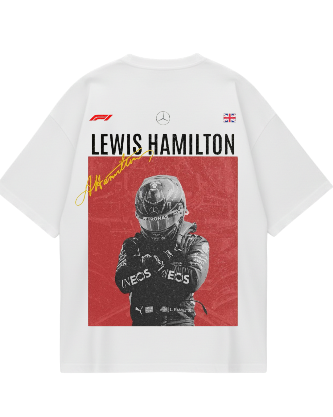 Lewis Hamilton Poster White Oversized Tee