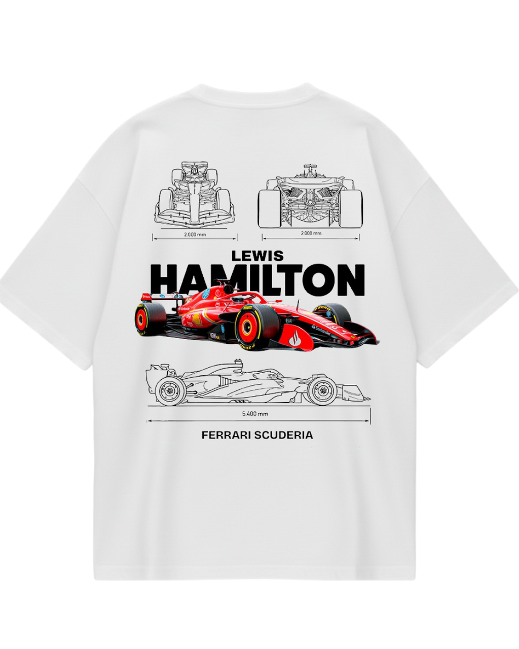 Lewis Hamilton Car White Oversized Tee