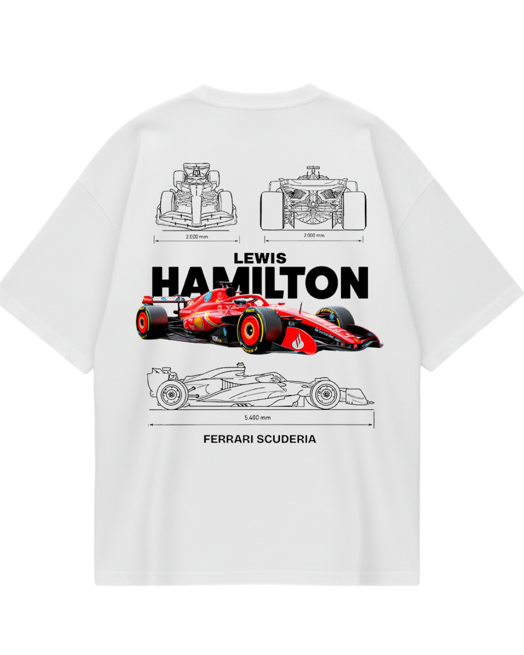 Lewis Hamilton Car White Oversized Tee