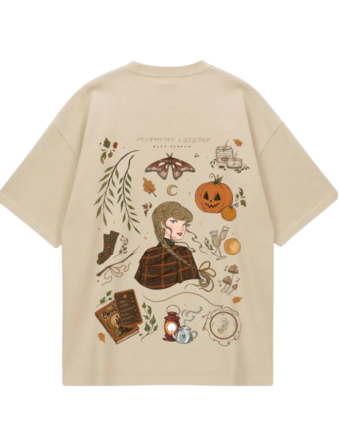 Taylor Swift Evermore Beige Oversized Tee