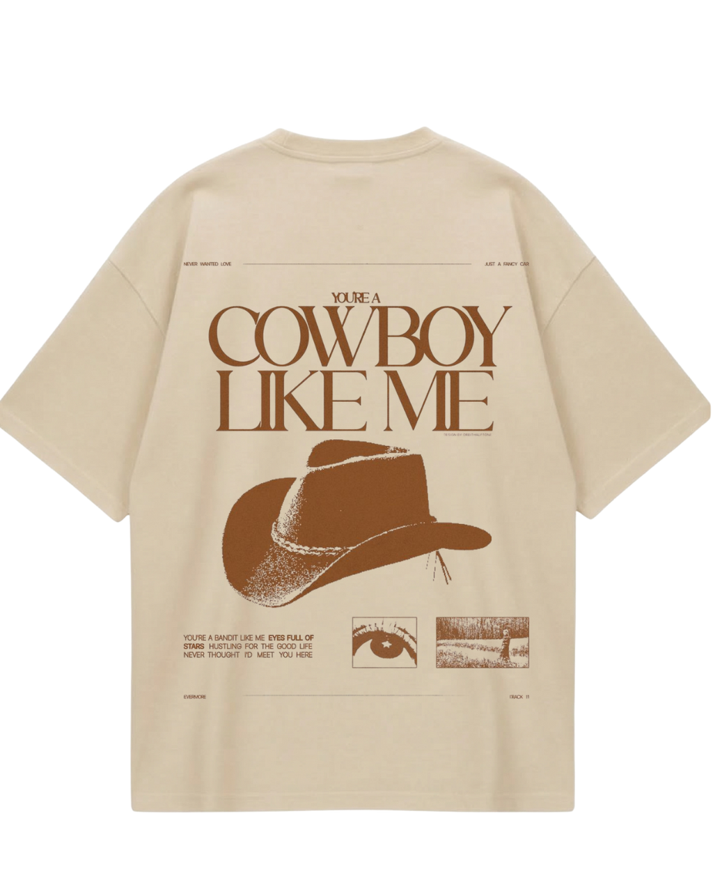 Taylor Swift Evermore CowBoy Beige Oversized Tee