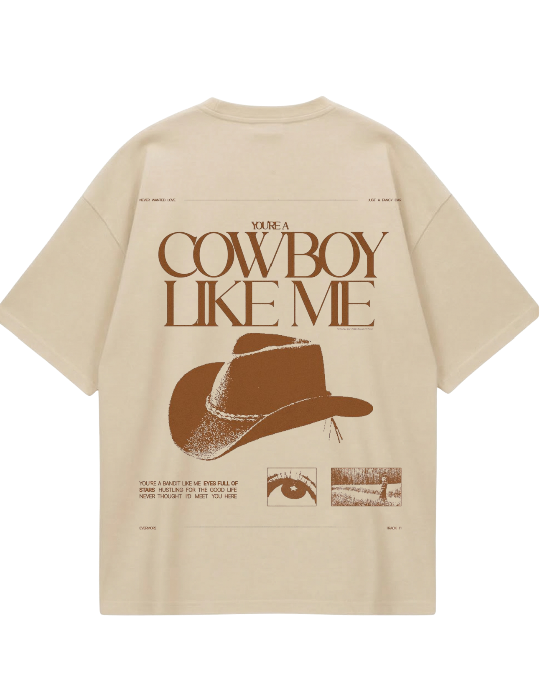 Taylor Swift Evermore CowBoy Beige Oversized Tee