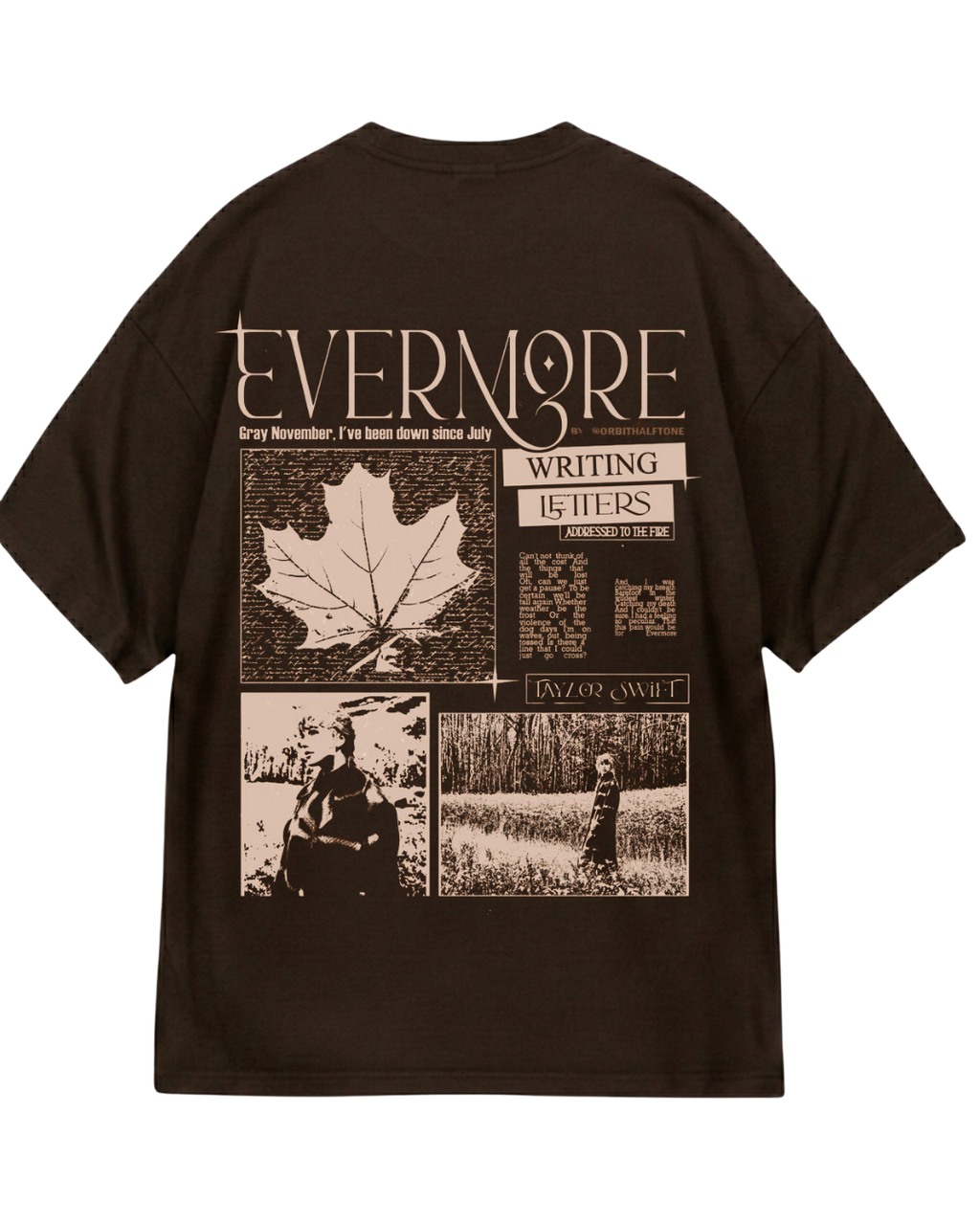 Taylor Swift Evermore Design Brown Oversized Tee