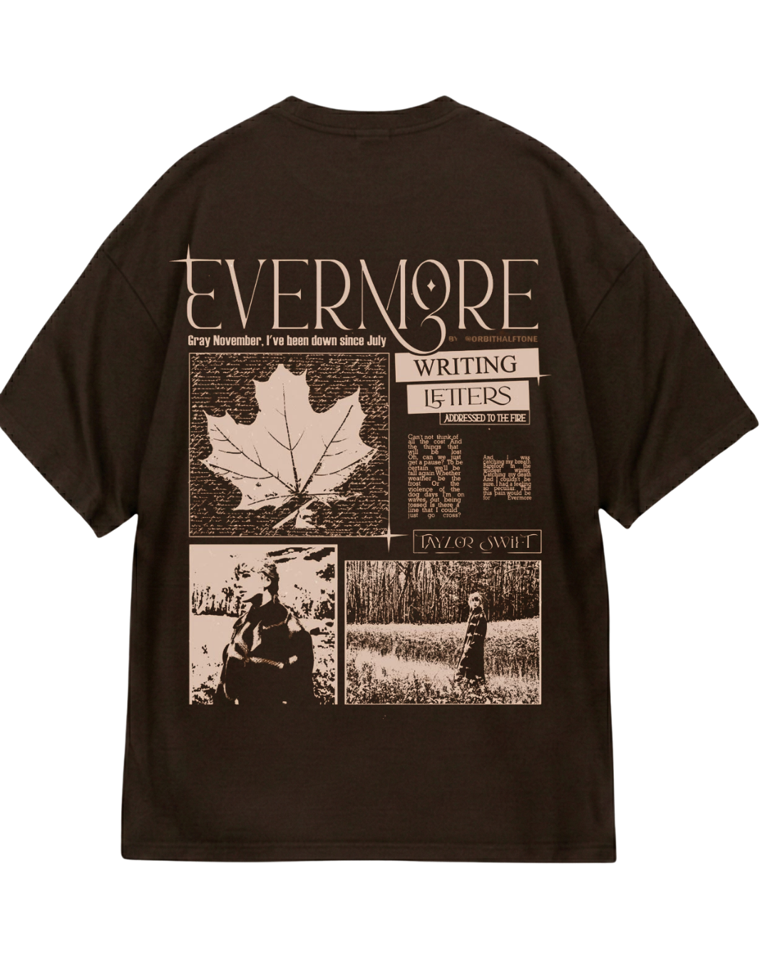 Taylor Swift Evermore Design Brown Oversized Tee