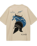 The Odyssey Beige Blue Oversized Tee