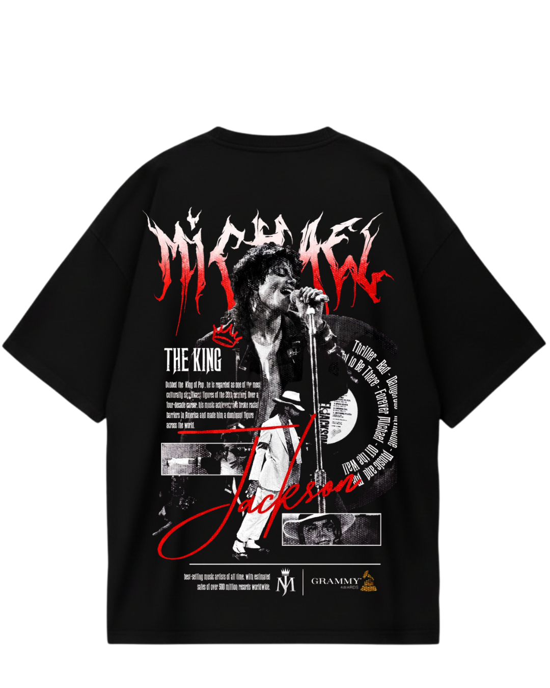 Michael Jackson Red Black Oversized Tee