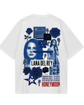 Lana Del Rey White Blue Oversized Tee