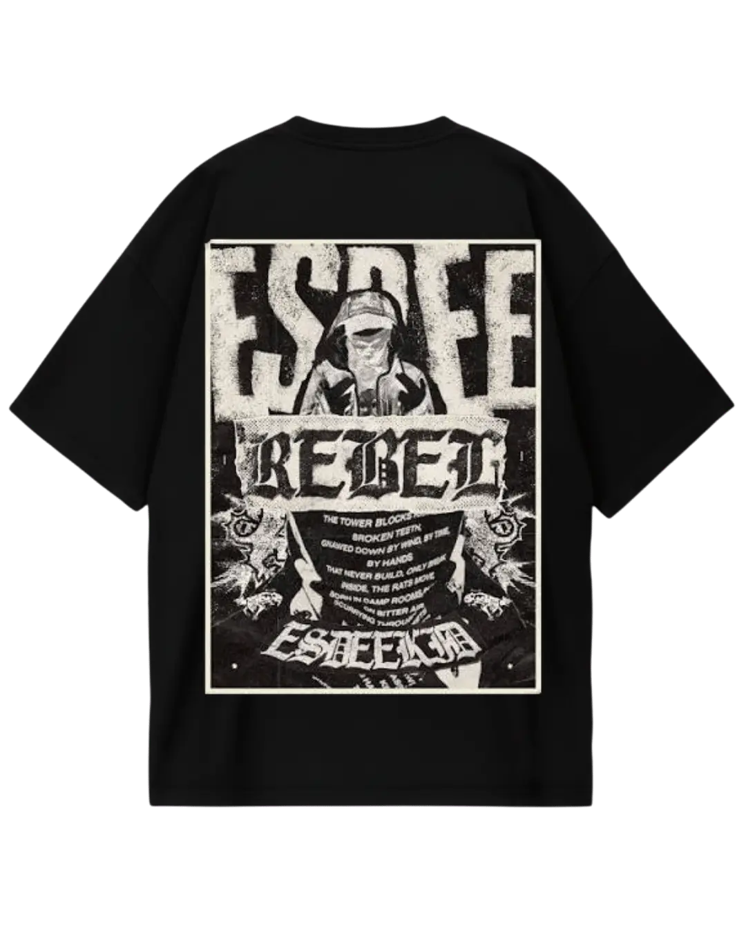 EsDeekid Black Poster Oversized Tee