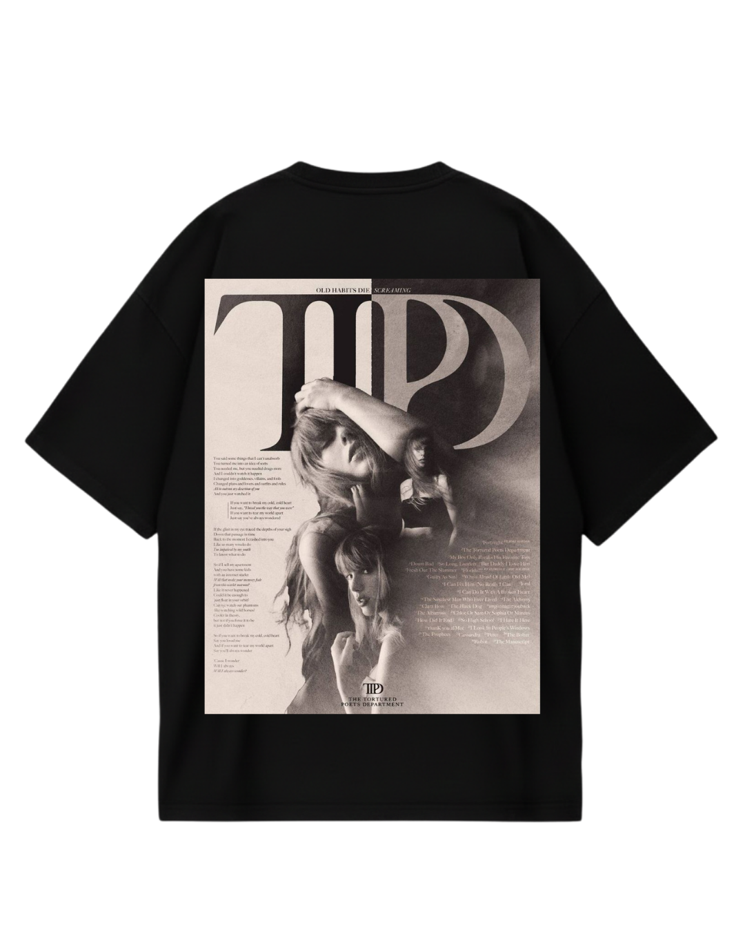 Taylor Swift TTPD Black Poster Oversized Tee