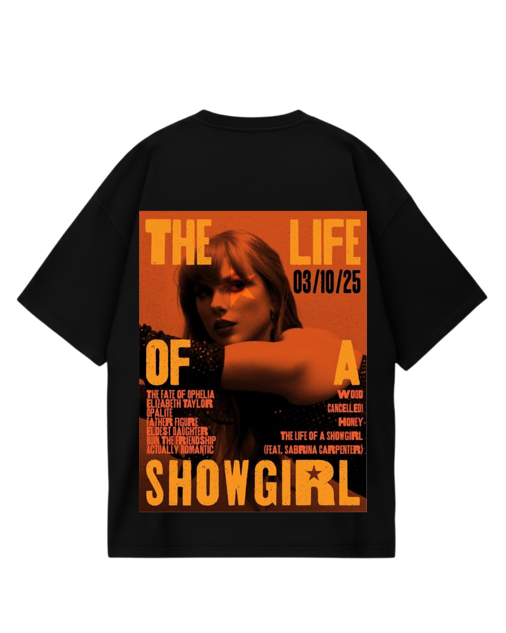 Taylor Swift Showgirl Black Oversized Tee