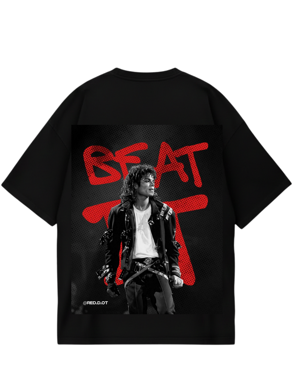 Michael Jackson Red Beat Black Oversized Tee