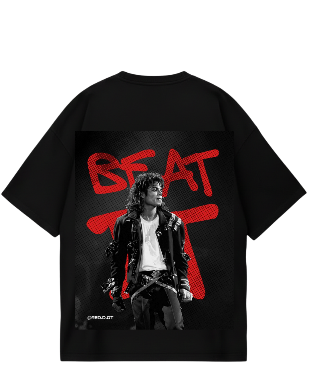Michael Jackson Red Beat Black Oversized Tee
